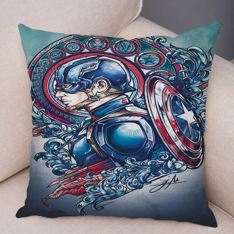 5 Супер мягкий короткий плюшевый мультфильм Marvel Мстители Капитан Америка наволочка Подушка супергероя чехол для дивана Декор Наволочка - Цвет: 5