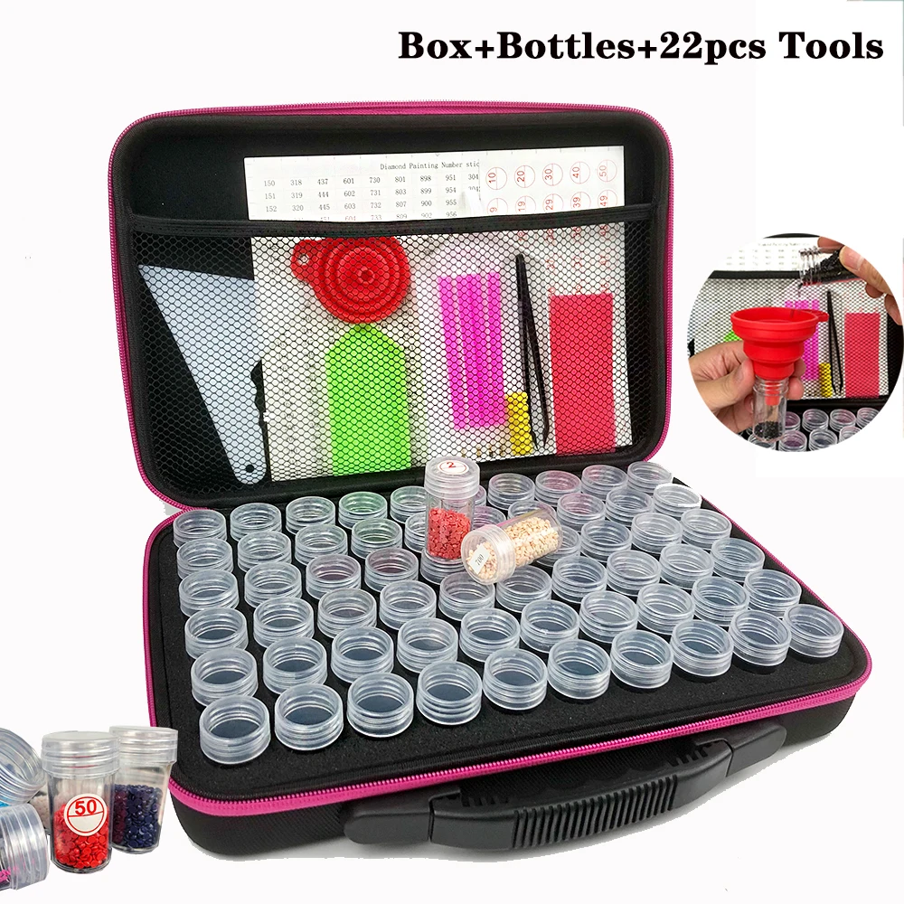 5D Diamond Painting Storage Box Tools Embroidery Accessories Stone Mosaic Convenience 30/60 Bottles with 22pcs | Дом и сад