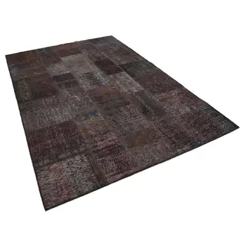 

204x299 Cm Brown Handmade Patchwork Rug-7x10 Ft