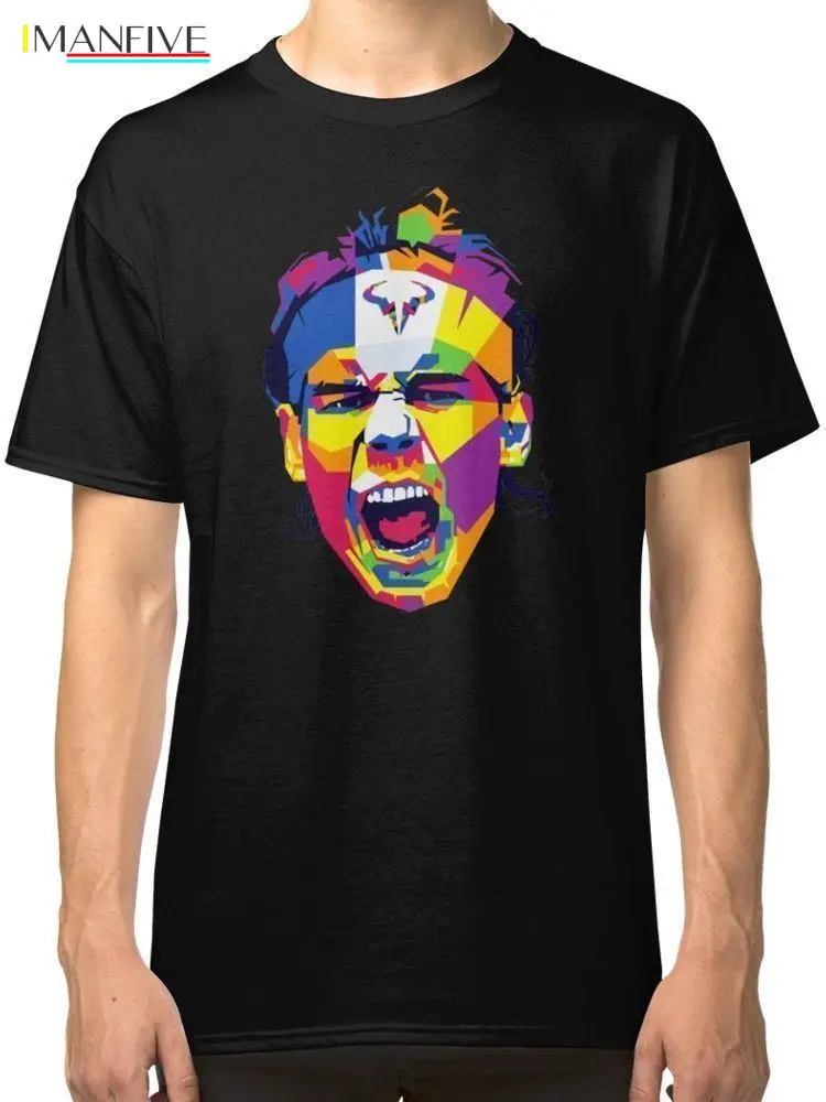 Мужская черная футболка Rafael Nadal Art с коротким рукавом хлопковая топ новинка 2019
