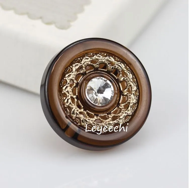 

New style 40mm 2/4pcs High-grade Coffee Resin Buttons Cashmere Mink Coat Fur Clothing Buckle Diamond Decoration Clasp Buckle