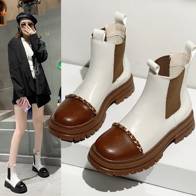 short Boots Women's Fall 2022 New Fashion All-match Sleeve Chelsea Boots Women's Thick-soled Non-slip Mid-tube Boots Women