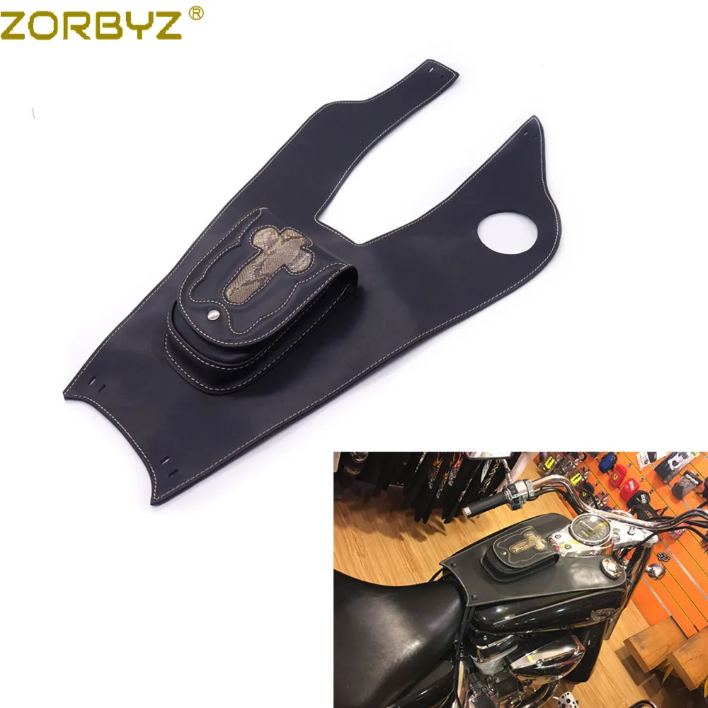 ZORBYZ Motorcycle PU Leather Right Tank Cap Panel Cover Bag For Honda Shadow VT750 C2 C4 RC50 2004-2011