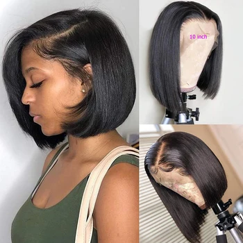 

Straight Short Bob Lace Front Wigs 13x4 Brazilian Human Hair 150 180 Density Bob wigs Pre Plucked With Baby Hair Frontal Wigs