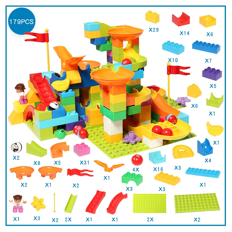 2020 Hot 47-404pcs Marble Race Run Maze Ball Building Blocks Compatible LegoINGlys Duploed DIY Funnel Slide Blocks Bricks Toys