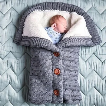 

Multicolor Newborn's Pram Warm Knitting Sleeping Bag Baby's Soft Outdoor Sleeping Blanket Infant Knit Swaddle Towel Sleep Sack