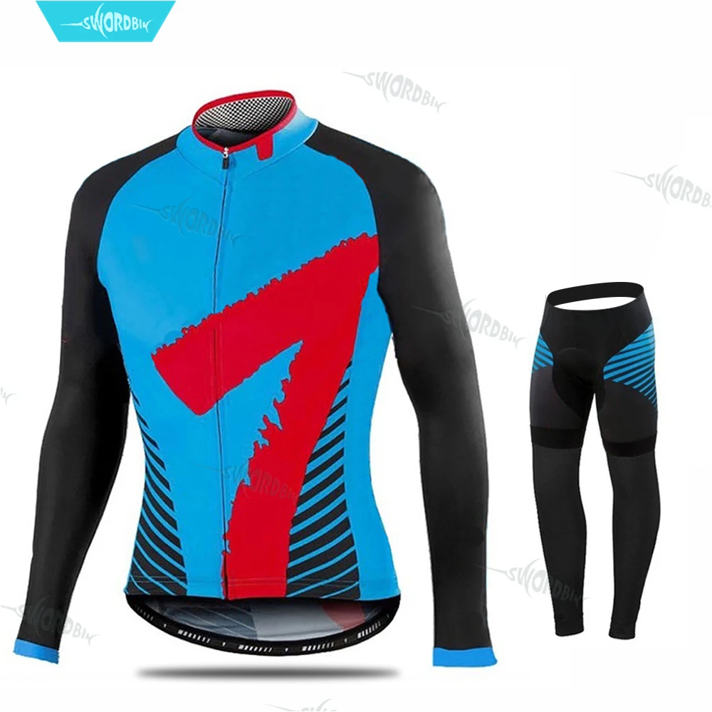 Комплект велосипедной одежды из Джерси для велоспорта Мужская MTB рубашка дышащий с длинным рукавом Топ нагрудник брюки профессиональная, командная, велосипедная одежда Ropa Ciclismo - Цвет: Normal Cycling Set