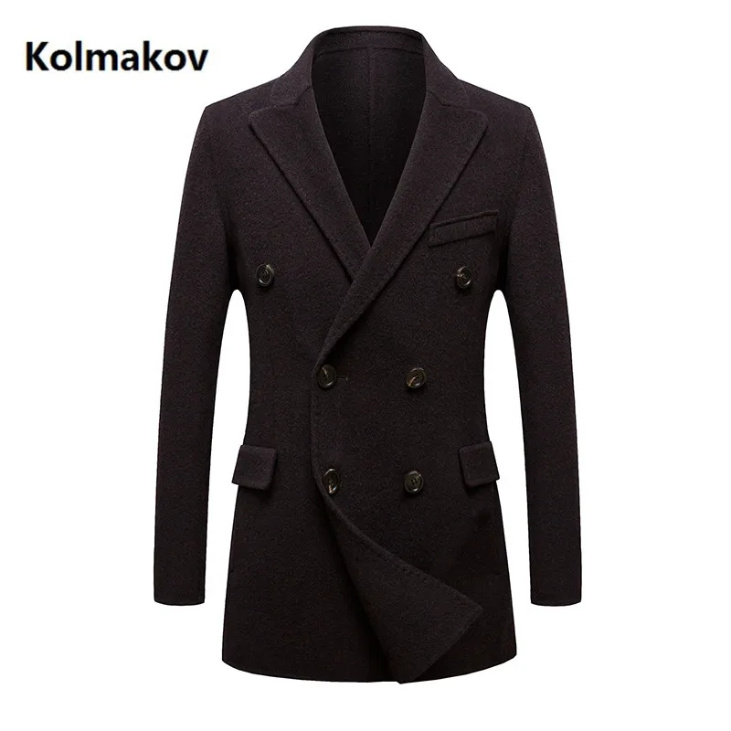 Зимнее Новое Стильное пальто Мужская модная утолщенная шерстяной Тренч Мужская двубортная куртка мужская повседневная шерстяная куртка