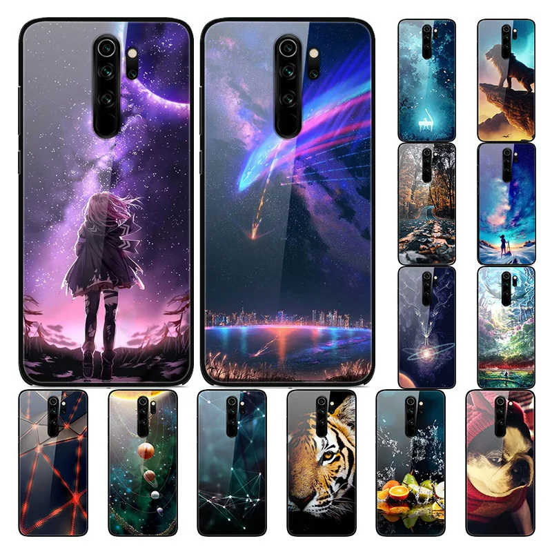 Чехол из закаленного стекла для Xiaomi Redmi Note 8T 8 Pro Жесткий поликарбоната с рисунком