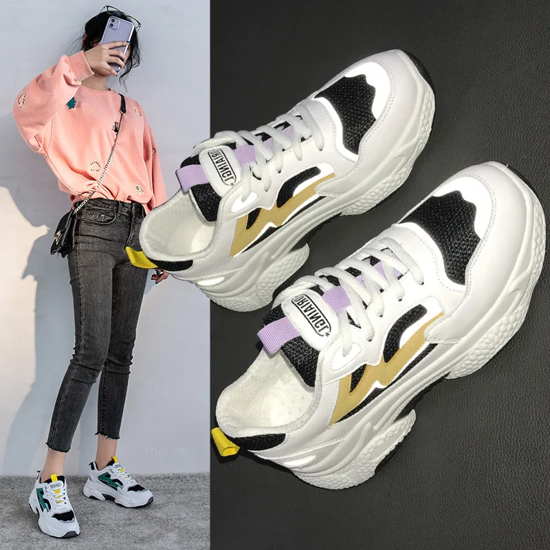 

2020 New Women's Sneakers Casual Shoes Womens Shoes Tennis Female Shoes New Heels Woman Trainers Fashion PU Zapatos Mujer