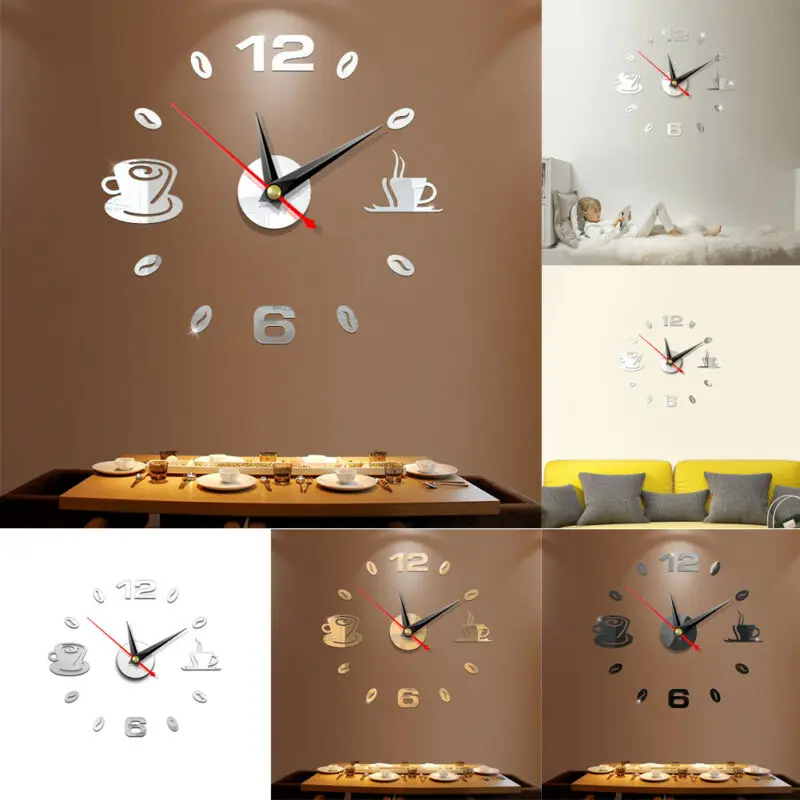 

New Modern Creative DIY Chic Modern Extra Large Number Wall Clock 3D Mirror Surface Art Sticker Home House Office Decor Decal