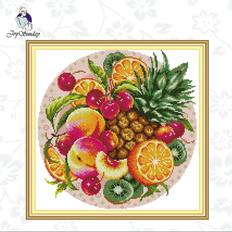 

Joy Sunday,Fruit Disc-Peach,cross stitch embroidery kit,11CT or 14CT Printed Fabric,Needlework counted cross-stitch patterns