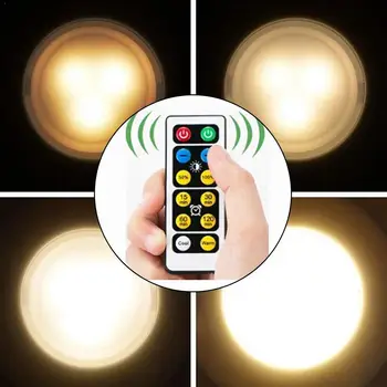 

3-Color Remote Control Cabinet Light Kitchen Wardrobe Press Border Pat Night Control Remote Light Creative Light