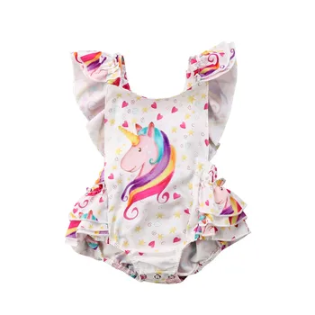 

Pudcoco 2020 New Lovely Newborn Toddler Girls Unicorn Clothes Ruffles Backless Cartoon Romper Jumpsuit Outfit Sunsuit 0-3Y