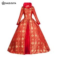 

Red Print Brocade Christmas Victorian Tudor Jacquard Period Dresses Women Rococo Masquerade Gown Theater Dress Customized