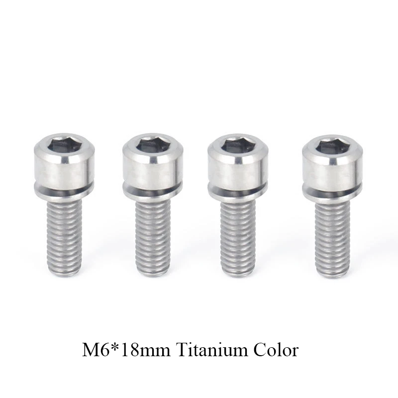 4pcs 18mm Titanium Горный Дорожный велосипед M6* 16/18/20 Титан сплав фиксированный Шестерни дисковый тормоз выноса тормозной болты суппорта шурупы с шайбой - Цвет: 4pcs 18mm Titanium