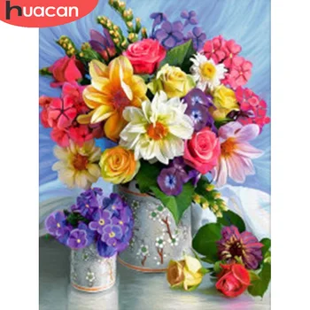 

HUACAN 5D DIY Diamond Painting Flower Cross Stitch Kit Diamond Embroidery Peony Full Square Round Home Decoration