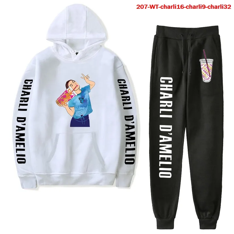 

Fashion Charli D'Amelio Women's Set Two Piece Sets Sweatshirt Jogger Pants Suit Tracksuit Matching Set Charli D'Amelio Outfits
