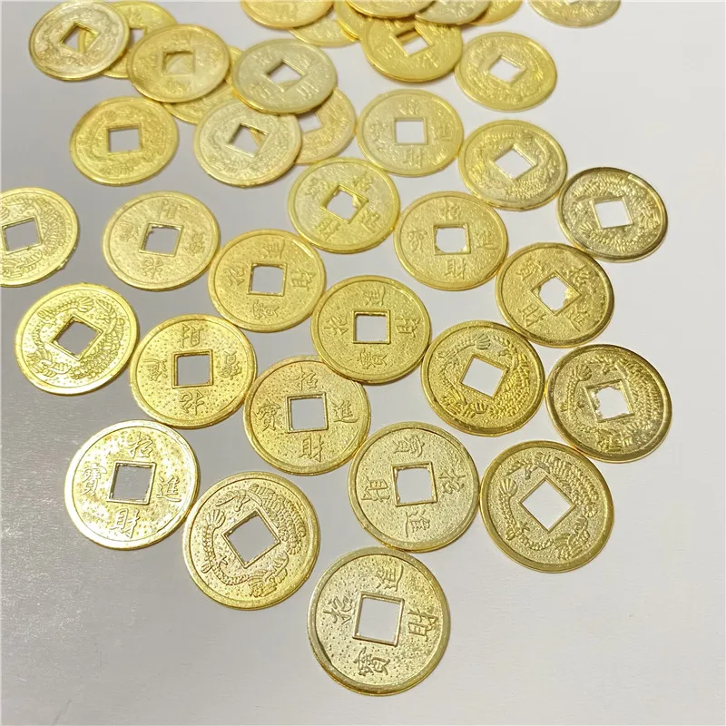 Fortune and Treasure Alloy Coin Square Hole Chips Plating Disk 50Pcs/set Diameter 19mm For Board Game accessories poker chips ceramic chess chips mahjong chips