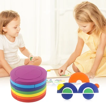 

Wooden Colorful Children Geometric Building Blocks Multi-functional Classic Practical Funny Baby Early Educational Toys
