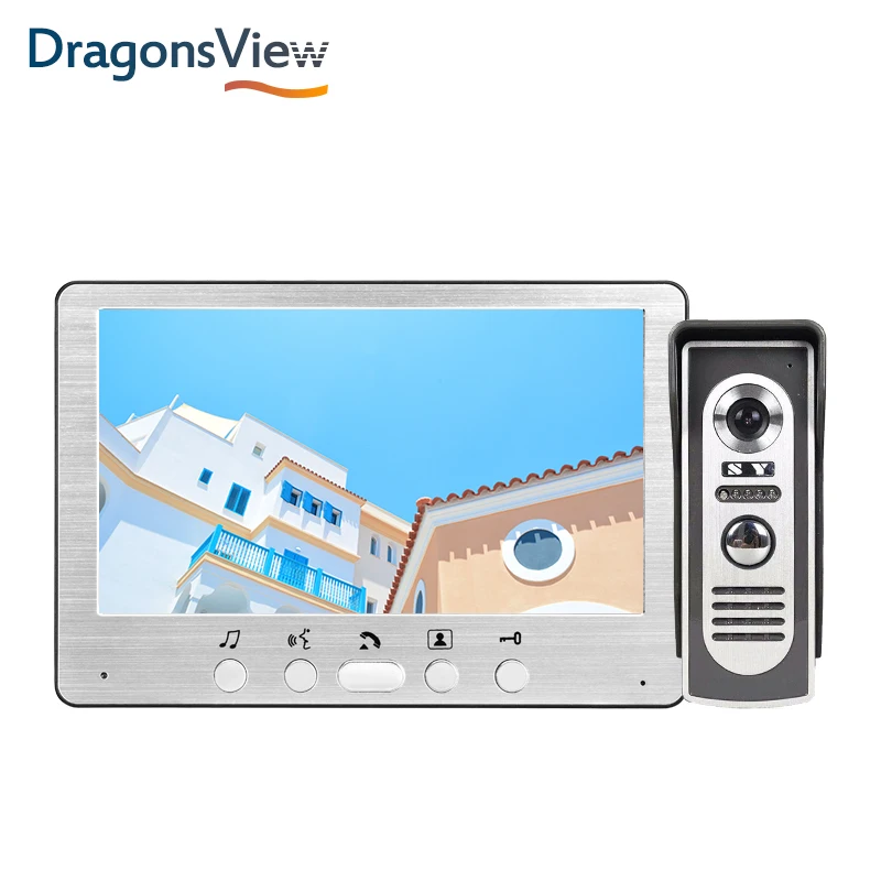 Видеодомофон Dragonsview 7 дюймов 700TVL серебристая видеодомофон панель ввода видео
