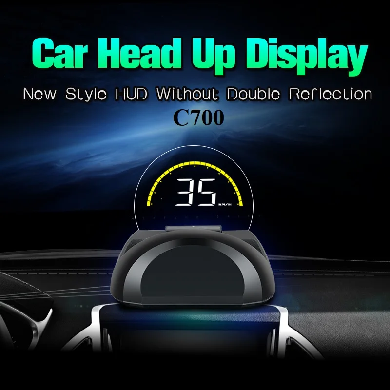

HD HUD OBD GPS Digital Head Up Display Speed Mileage RPM Display Over Speed with Alarm Driving Fatigue Proejctor C700 C700S