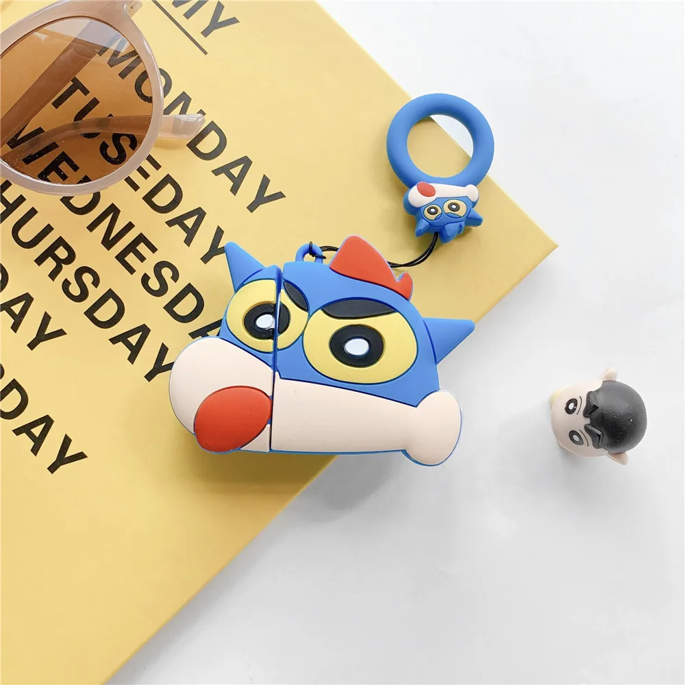 3D Милые чехлы для наушников Kamen Crayon Shin-chan для Apple Airpods 1/2 Милые силиконовые защитные чехлы для наушников funda