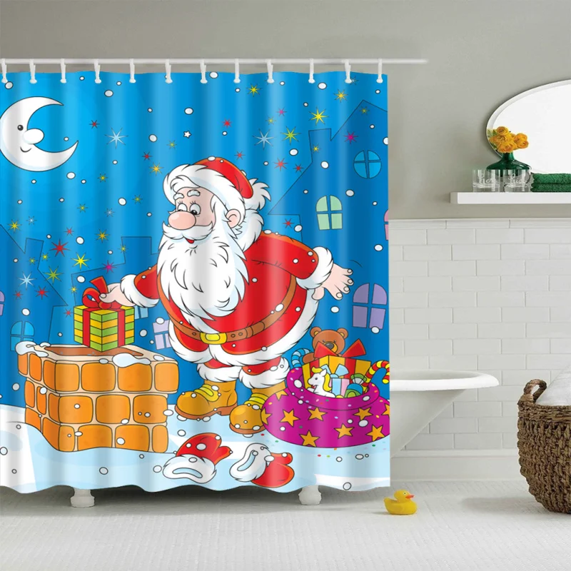 Санта-Клаус, Рождественская занавеска для душа, полиэстер, зимняя Рождественская елка, шторка для ванной, Рождественский Декор, Large200x180 - Цвет: SD1704