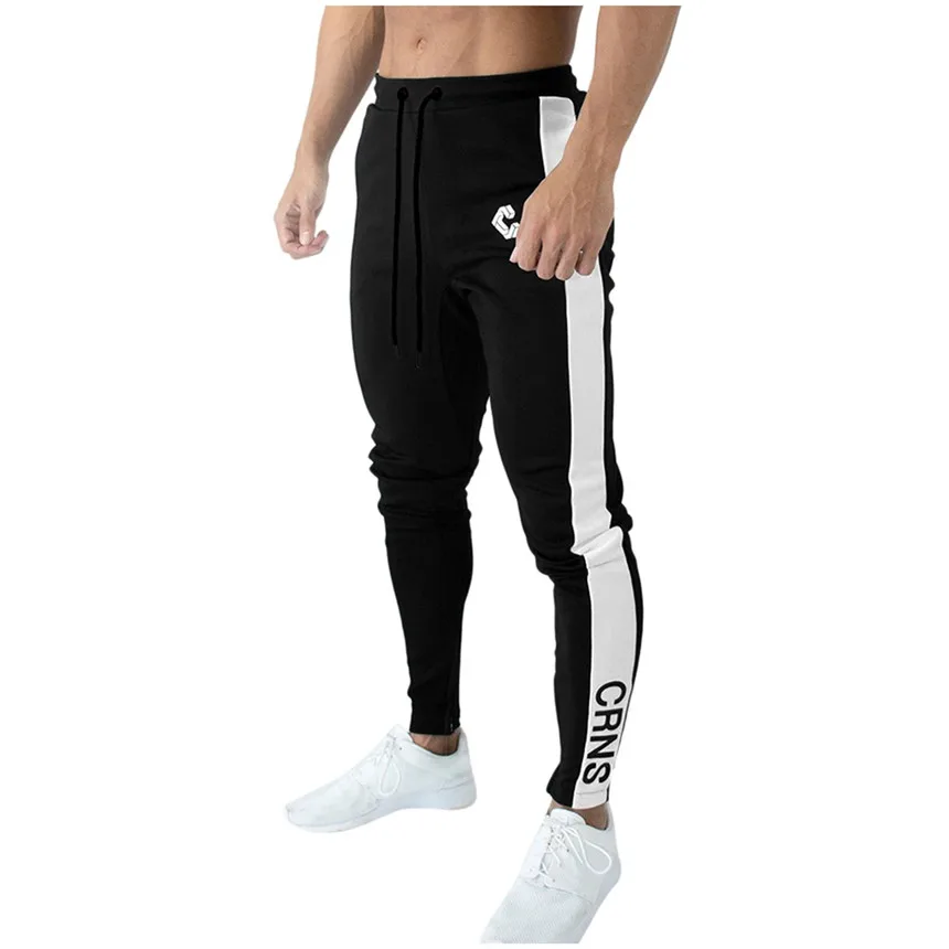 KLV брюки мужские модные спортивные штаны для бега с завязками для фитнеса длинные брюки мужские повседневные уличные брюки с боковыми полосками