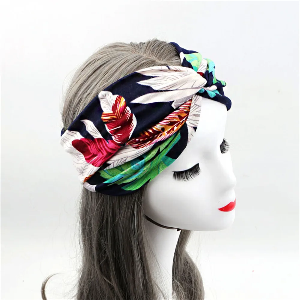 Multi Colors Women Nonslip Elastic Folds Yoga Hairband Fashion Wide Sports Headband Running Accessories Stretch Hair Band