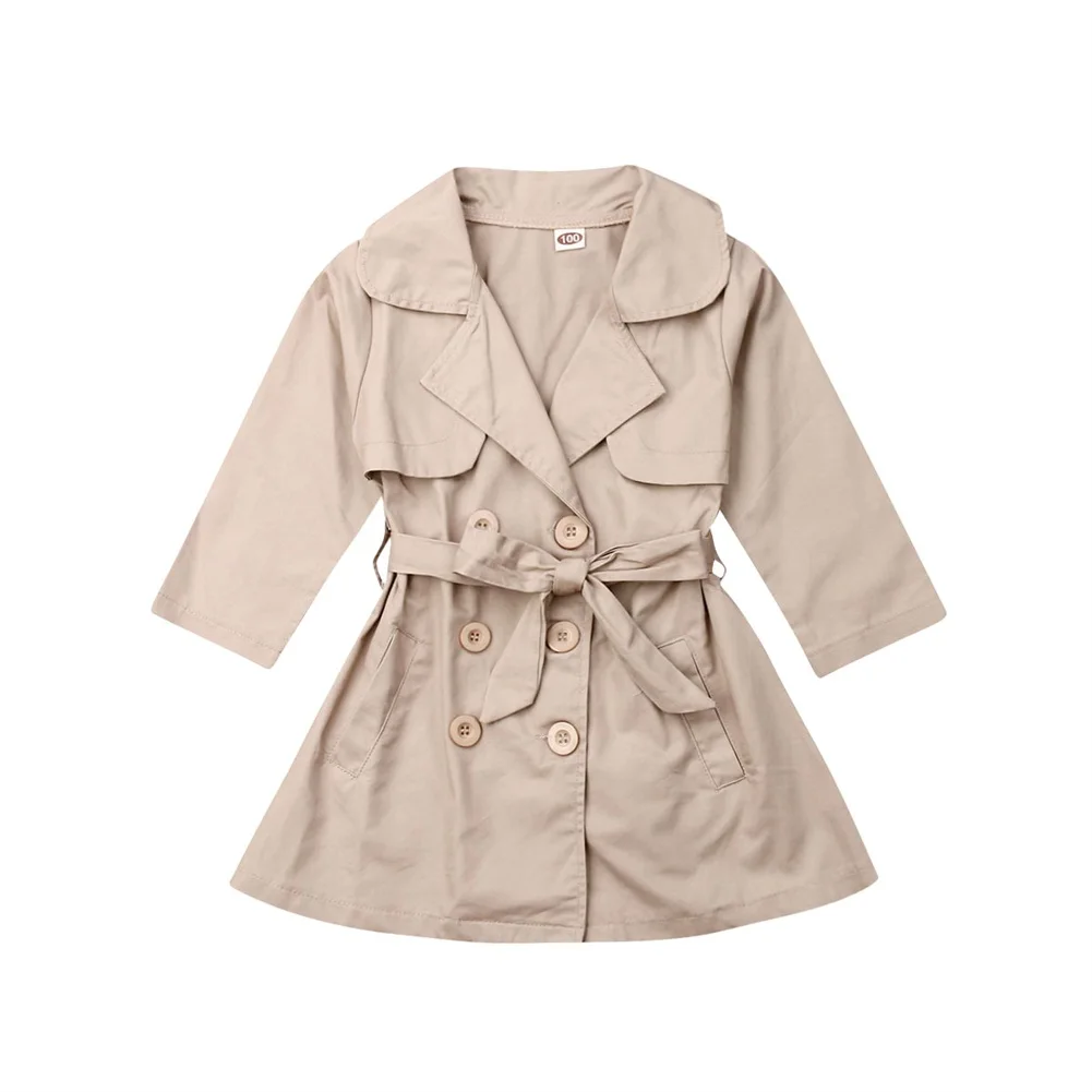 

2019 Casual Girl Baby Kid Autumn Trench Coat Jacket Outwear Overcoat Set 2 3 4 5 6 7 Y