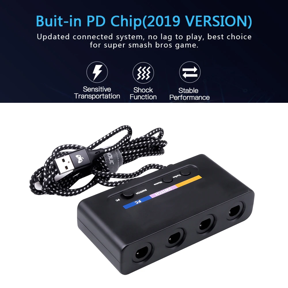Kebidu Портативный USB адаптер конвертер 4 порта для Wii U PC переключатель ПК игровой