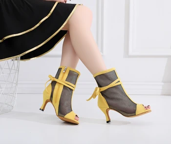 

Hot Jazz Salsa Ballroom Latin Dance Shoes For Dancing Women Plus Size Strip Samba Tap Small Feet Rhinestones 1065 Summer Boot