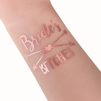 

12pcs Rose Gold Bridesmaid Bride Tribe Tattoo Sticker Team Bride To Be Temporary Tattoo Stickers for Wedding Party Decoration