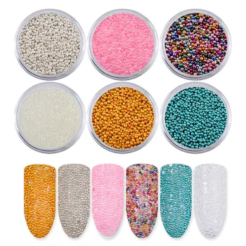 

6 Box/Set Nail Art Tiny Steel Caviar Beads Mixed Color 3D Jewelry Rhinestone UV Gel Acrylic Tips DIY Decoration