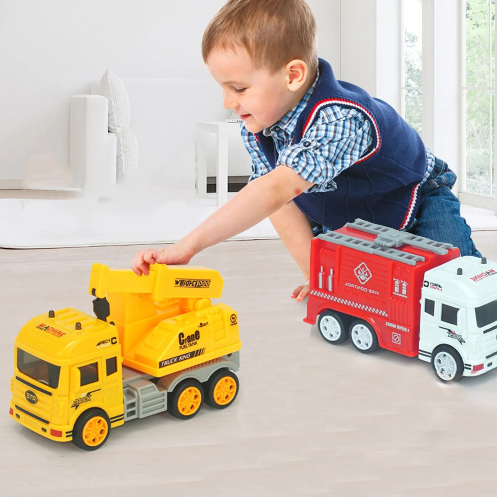 Minicoche de ingeniería de bomberos para niños, juguete de simulación de alta calidad, camión