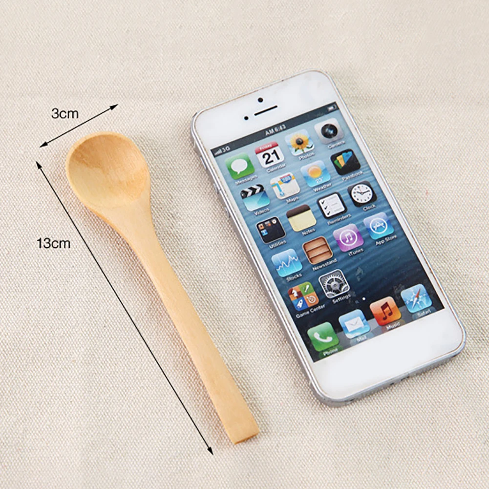 Kitchen Accessories 6Pcs Portable Mini Wooden Coffee Soup Porridge Spoon Lightweight Teaspoon Easy to Clean Condiment Utensil