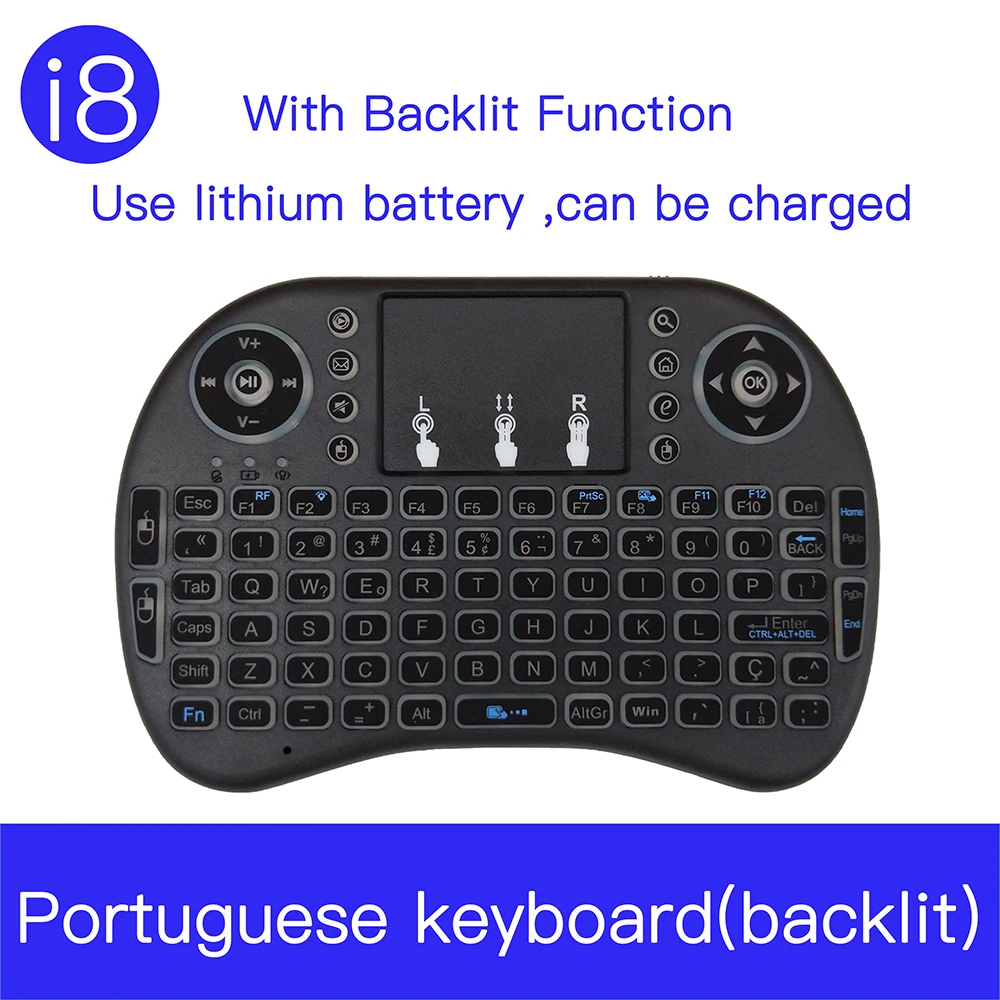

Portuguese 2.4GHz Wireless i8 Keyboard Touchpad Português Fly Air Mouse For iPad Android Smart TV PS3 Mini Gaming Keyboard