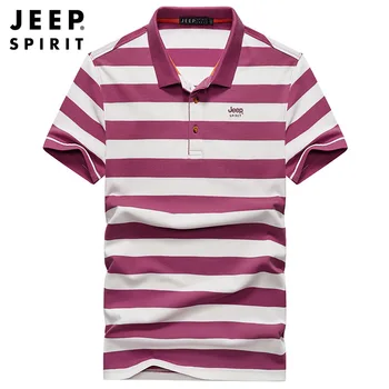 

JEEP SPIRIT Brand New Polo Shirt Men Fashion Striped Polo Men Short Sleeve Turn Down Collar Camisa Polo Casual Cotton Mens Tops