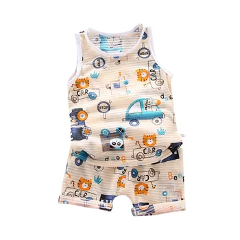 

New infant Suits Baby Clothing Set for Boys Girls Cute Summer Casual Clothes Set Car Top+Shorts Kids Clothes