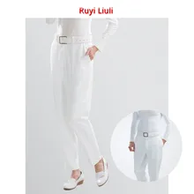 Брюки для медсестер белые комбинезоны больничные мужские и женские брюки доктора Брюки для похудения брюки для медсестер брюки с эластичной резинкой на талии