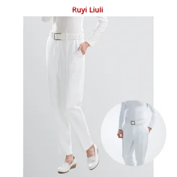 

Nurse trousers white overalls hospital men and women doctors trousers slimming nurse trousers elastic waist trousers