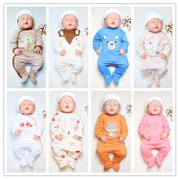 

2PCS Super Soft Cotton Baby Unisex Rompers Overalls Newborn Clothes Long Sleeve Roupas de bebe Infantis Boy clothing Set 0-12M