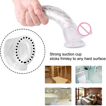 8.6 Inch Dildo Adult Sex Toy Realistic Dildo G-spot Stimulator Flexible Dildo with Suction Cup Bending Shaft and Ball Anal Toys 4