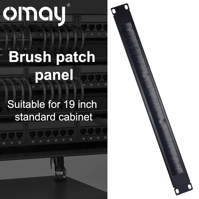 OMAY - 19 inch 1U Cabinet, Rack Mount, Brush Panel, Bar Slot for Cable Management