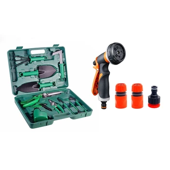 

10 Pcs/Set Garden Tool Set Shovel Rake Clippers 1set Garden Washing Cleaner Pressure Car and Hose Nozzle Washer Water