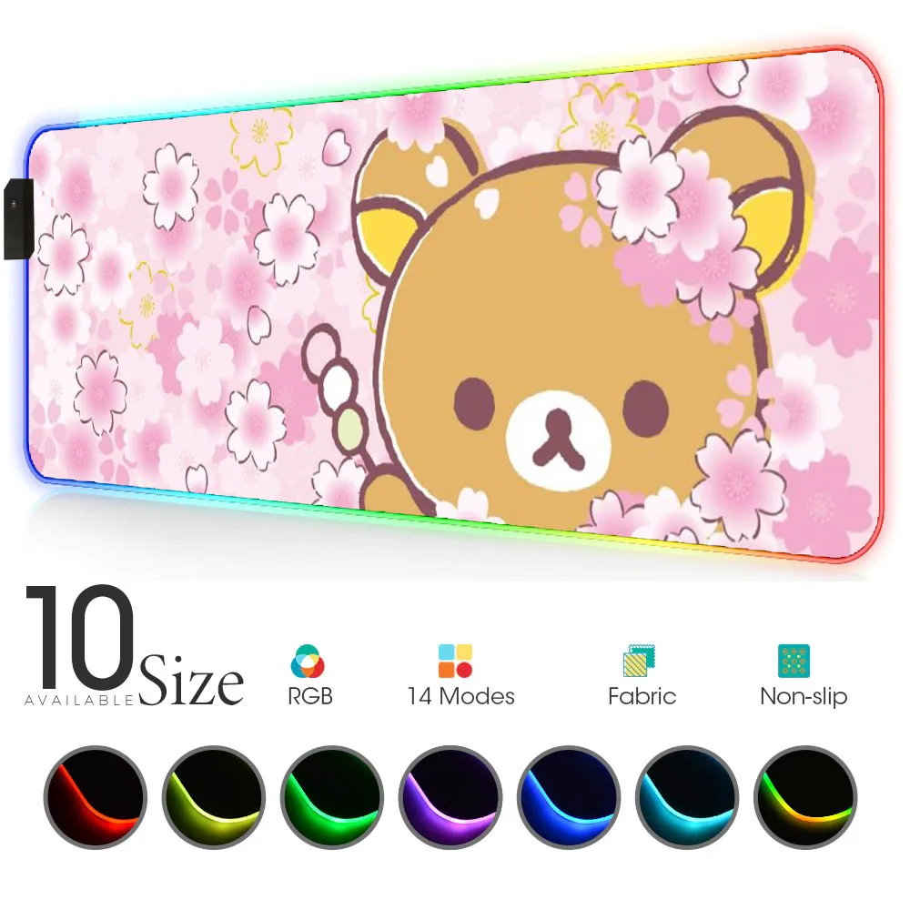 Светодиодный коврик для мыши милый Rgb Rilakkuma большой ноутбука игровые аксессуары