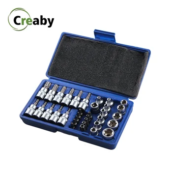 

34PCS Pressure Batch Sleeve Group Sets SleeveHead Machine Motor Repairing Tool Socket Set Wrench Female Torx Male