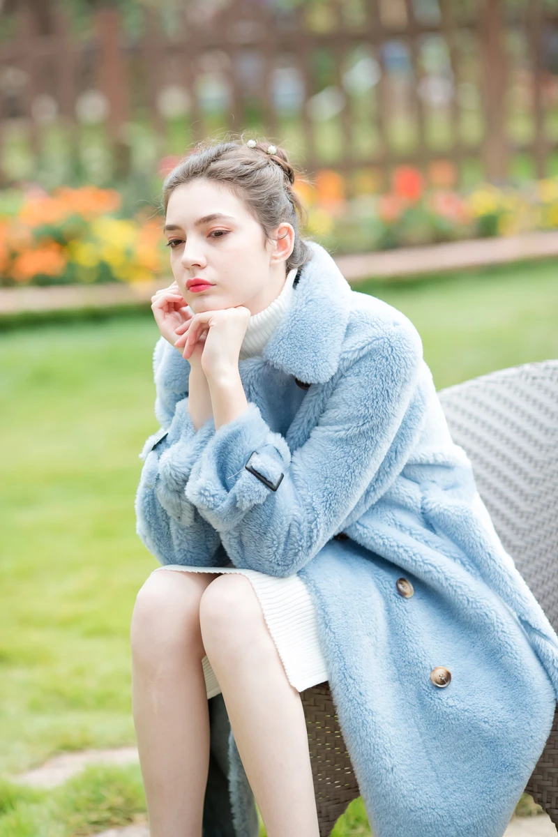 Heydress, зимнее однотонное Женское шерстяное пальто, Дамское элегантное двубортное теплое пальто, женская повседневная верхняя одежда из меха ягненка
