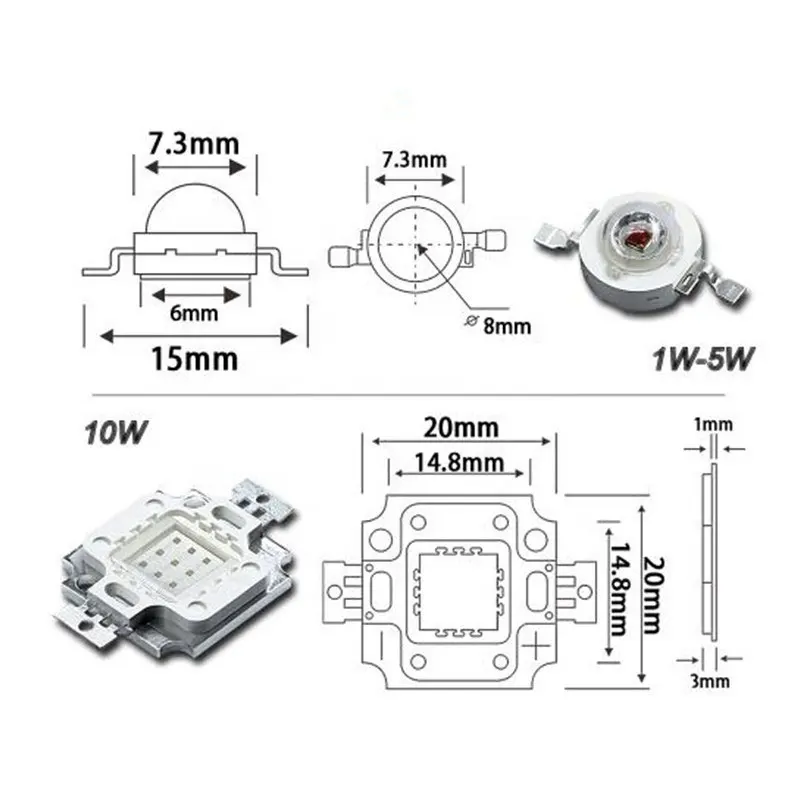 Светодиодный чип полного спектра высокой мощности 395NM 365NM led1W 3W 5W 10W 20W 30W 50W